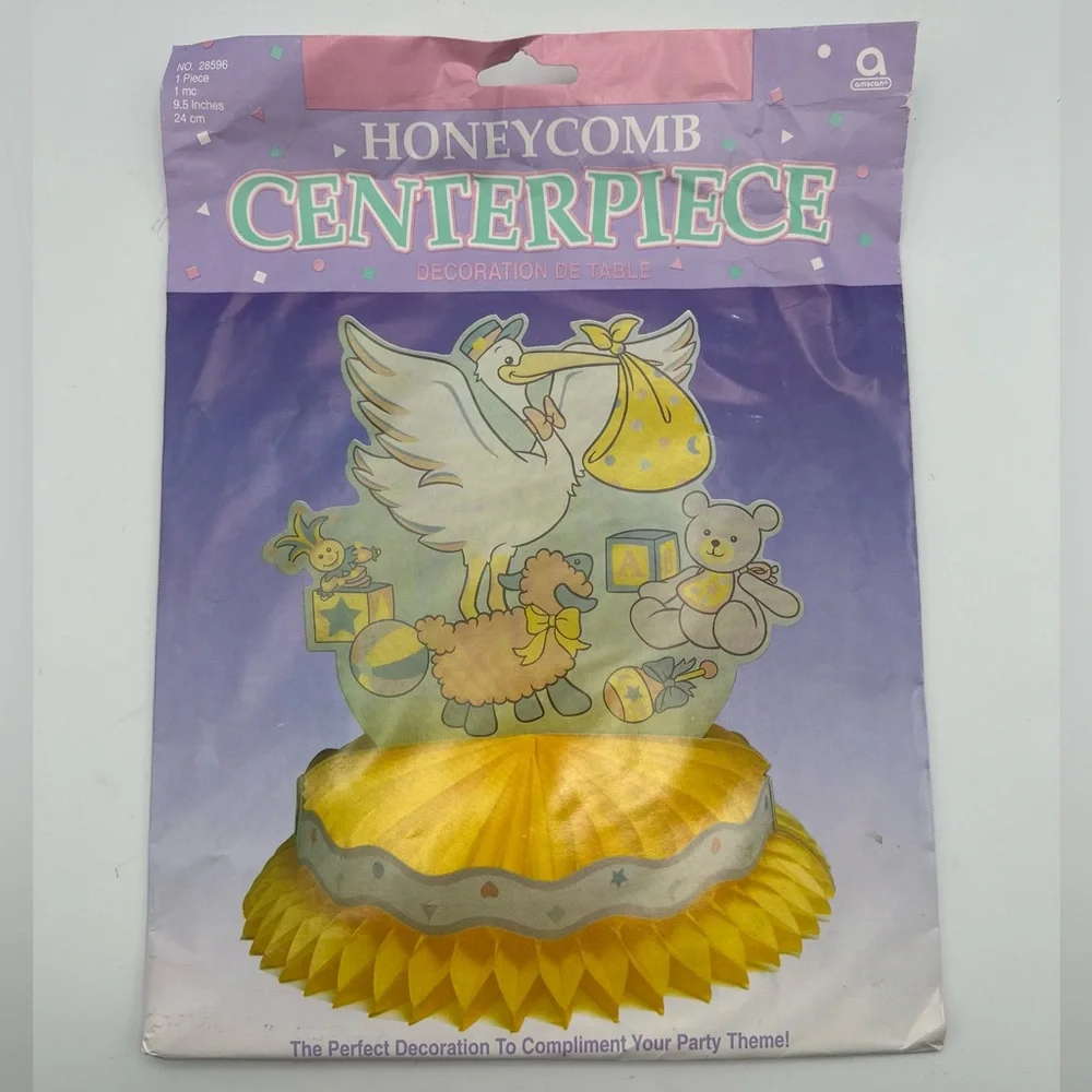 VTG Amscan Baby Shower Honeycomb Centerpiece NOS Never Opened